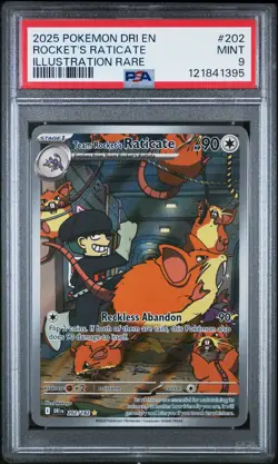 Team Rocket's Raticate 202/182 Illustration Rare Pokemon PSA 9 - Image 1