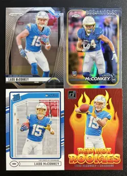 (4) LADD MCCONKEY RC CARD LOT 2024 TOPPS CHROME SILVER, DONRUSS, PRIZM, INSERT - Image 1