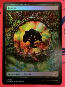 Magic the Gathering FOIL Forest Full Art Dragon Eye Land Tarkir Dragonstorm MTG - Image 1