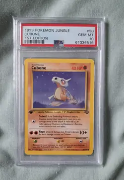 Cubone 1st Edition Jungle 50/64 PSA 10 Gem Mint Pokemon Card 1999 Vintage WOTC - Image 1