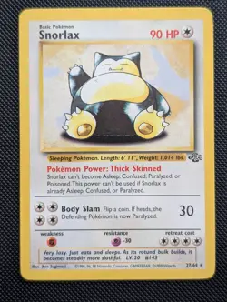Vintage Pokemon Snorlax Jungle Unlimited Rare Card 27/64 - NM - Image 2