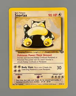 Pokemon Snorlax Non Holo 27/64 Jungle Vintage WOTC 1999 Rare LP NM - Image 2