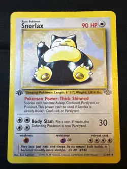 1999 Pokemon Jungle Snorlax 27/64 Rare MP Unlimited WOTC Vintage Non Holo - Image 1