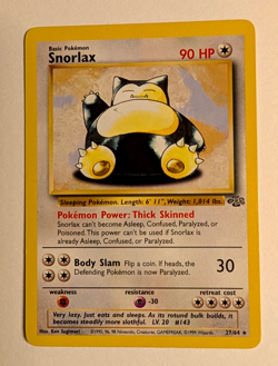 NM Snorlax 27/64 Jungle Non Holo Rare Vintage Pokemon Card 1999 WOTC - Image 1