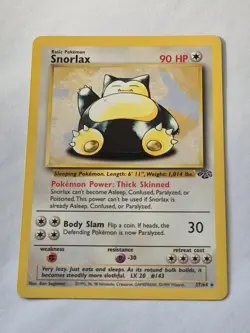 Pokemon TCG Snorlax Jungle Card 27/64 Unlimited Rare Non-Holo LP - Image 1
