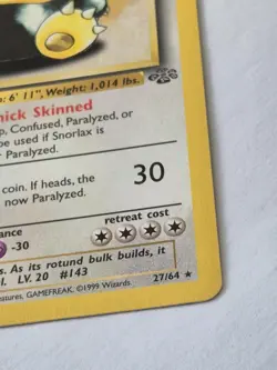 Pokemon TCG Snorlax Jungle Card 27/64 Unlimited Rare Non-Holo LP - Image 3