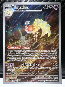 Pokemon TCG Espathra Paradox Rift Holo Card Illustration Rare 197/182 - Image 1