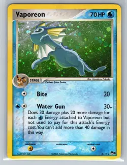 Pokemon TCG Vaporeon 6/17 Pop Series Promos, Holo Rare Card - Image 1