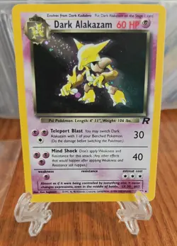 Alakazam TCG Dark 1/82 Unlimited Holo Rare Vintage 2000 Pokemon Card - Image 1