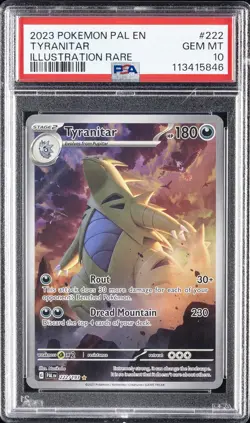 2023 POKEMON PAL EN-PALDEA EVOLVED ILLUSTRATION RARE #222 TYRANITAR PSA 10 - Image 1
