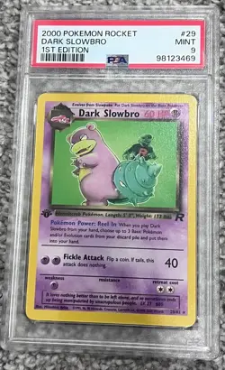 Pokemon Dark Slowbro Team Rocket 1st Edition Non Holo Rare #29 PSA 9 Mint - Image 1