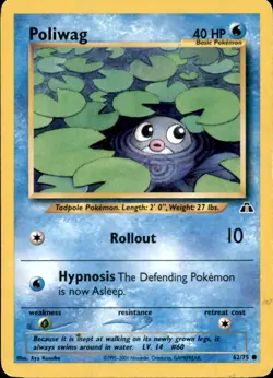 Poliwag 62/75 Common Neo Discovery Pokemon Unlimited NM/LP - Image 1