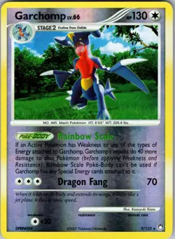 Garchomp 9/123 Rare Mysterious Treasures Pokemon Reverse Holo Moderately Played - Image 1