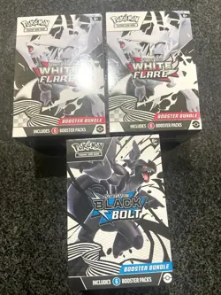 3 Lot Pokemon (1) Black Bolt and (2)White Flare Booster Bundle Set Sealed New - Image 1
