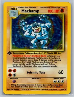 Machamp 8/102 - Base Set 1st Edition Holo Rare Pokemon TCG LP - Image 1