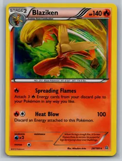 Blaziken 28/160 Holo Rare Primal Clash Pokemon Holo LP - Image 1