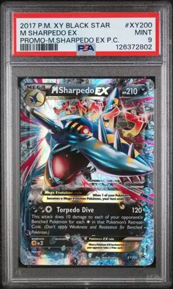 2017 POKEMON XY BLACK STAR PROMO #XY200 M SHARPEDO EX PSA 9 QT - Image 1