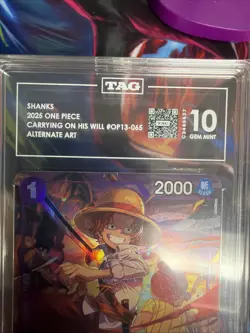 Shanks Alternate Art OP13-065 TAG Gem Mint 10 Graded One Piece CCG - Image 2