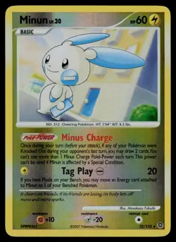 Minun 32/132 Rare Secret Wonders Pokemon Reverse Holo Lightly Played - Image 1