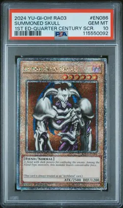 Yugioh Summoned Skull RA03-EN086 1st Quarter Century Rare PSA 10 GEM MINT - Image 1