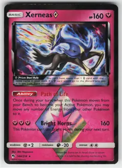 Xerneas ◇ 144/214 Holo Prism Star Rare Lost Thunder Pokemon Damaged - Image 1