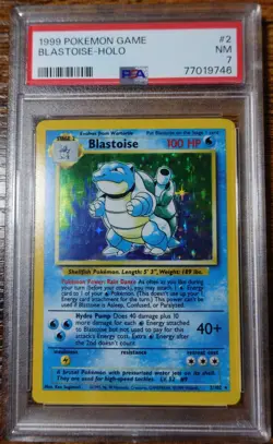 Blastoise 2/102 PSA 7 Additional White Ink Error Misprint Pokemon Card Graded - Image 1