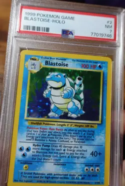 Blastoise 2/102 PSA 7 Additional White Ink Error Misprint Pokemon Card Graded - Image 3