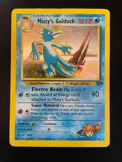 Misty’s Golduck 12/132 Gym Heroes Holo Rare Pokemon Card WOTC Vintage MP - Image 1