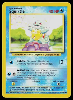 Pokemon Card Base Set Unlimited Squirtle 63/102 4th Print 1999-2000 UK Exclusive - Image 1