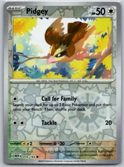 Pidgey 016/165 Common 151 Pokemon Reverse Holo Near Mint - Image 1