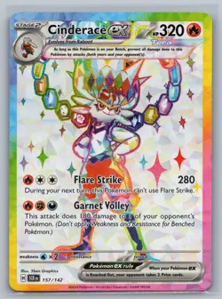 Cinderace ex 157/142 Ultra Rare Stellar Crown Pokemon Holo Near Mint - Image 1