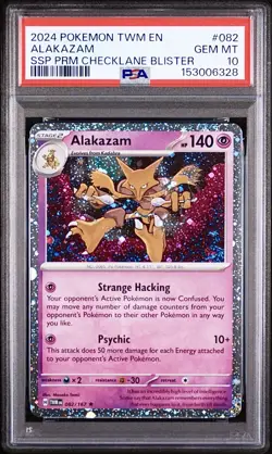 POKEMON ALAKAZAM 082 CHECKLANE BLISTER COSMOS HOLO PROMO PSA 10 !! LOW POP - Image 1