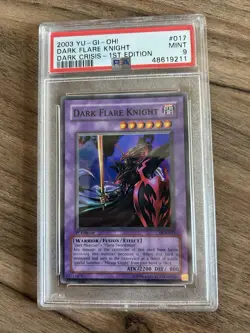 YuGiOh Dark Flare Knight 1st Edition PSA 9 DCR-017 MINT Super Rare Dark Crisis - Image 1