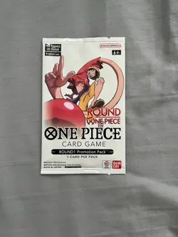 One Piece x Round 1 Promo Pack 1 Card Sealed One Piece TCG. English. In Hand - Image 1