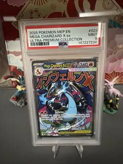2025 POKEMON MEP 023 MEGA CHARIZARD X EX ULTRA-PREMIUM COLLECTION PSA 9 REGRADE - Image 1