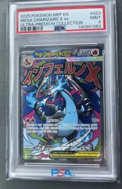 2025 Pokemon MEP EN MEGA CHARIZARD X ex ULTRA-PREMIUM COLLECTION PSA MT 9 #023 - Image 1