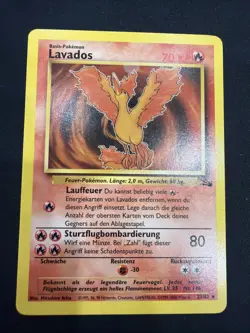 Moltres Pokemon (Lavados German) 27/62 Fossil Set Non-Holo Vintage Rare Card - Image 1
