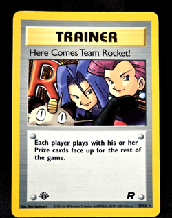 2000 Pokemon Trainer 1st Edition Holo Card Here Comes Team Rocket 15/82 Rare - Image 1