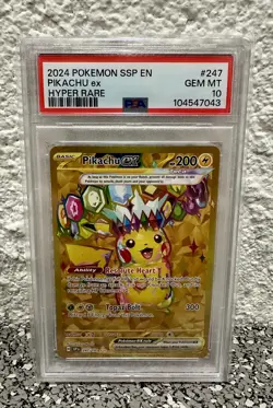 ⚡Pokemon Surging Sparks Pikachu EX 247/191 Gold Hyper Rare Full Art Holo PSA 10 - Image 1