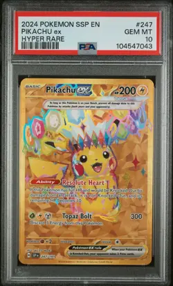 ⚡Pokemon Surging Sparks Pikachu EX 247/191 Gold Hyper Rare Full Art Holo PSA 10 - Image 3
