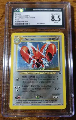 Scizor 10/75 CGC 8.5 Additional Ink Error Neo Discovery Holo Rare Pokemon Card - Image 1