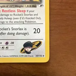 Pokemon TCG Rocket’s Snorlax Gym Heroes 33/132 LP - Image 4