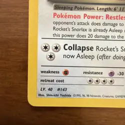 Pokemon TCG Rocket’s Snorlax Gym Heroes 33/132 LP - Image 5