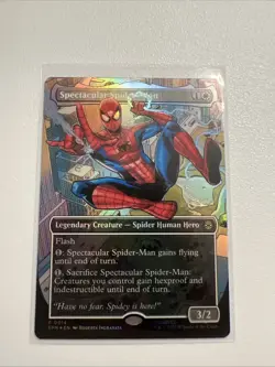 1x Spectacular Spider-Man 0014, Borderless Foil Marvel Spider-Man, Magic, MTG NM - Image 1