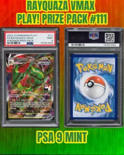 2022 POKEMON PLAY! POKEMON PRIZE PACK #111 FULL ART/RAYQUAZA VMAX PSA 9 - Image 1