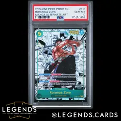 PSA 10 Roronoa Zoro Manga Alternative Art 2024 One Piece OP06 EN #118 GEM MINT - Image 1