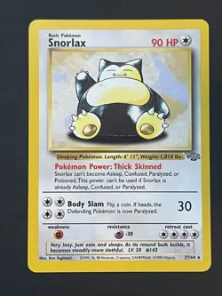 Pokemon Snorlax 27/64 Jungle Wizards Rare Regular Basic 90 HP Unlimited Card - Image 1