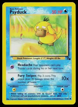 Pokemon Card Fossil Psyduck 53/62 Common 1999-2000 Theme Deck Exclusive - Image 1