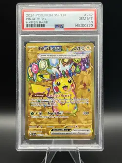 2024 POKEMON SSP EN-SURGING SPARKS HYPER RARE #247 PIKACHU EX PSA 10 - Image 1