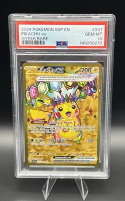 2024 POKEMON SSP EN-SURGING SPARKS HYPER RARE #247 PIKACHU EX PSA 10 - Image 2